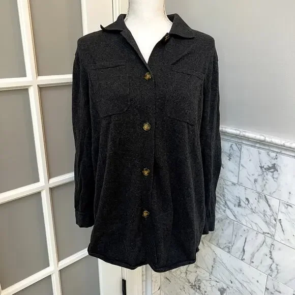 WISPR by Brodie Fifi Fairisle Shacket Sweater Gray Small - Picture 2 of 5